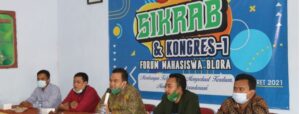 Bupati Blora Arif Rohman saat membuka acara Kongres Tahunan Forum Mahasiswa Blora (Formaba)