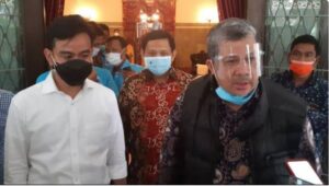 Wakil Ketua Umum Partai Gelora Fahri Hamzah bertemu Wali Kota Solo Gibran Rakabuming Raka di Loji Gandrung Solo
