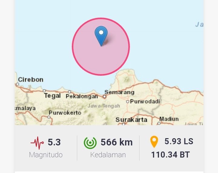 Keterangan Resmi BMKG Gempa 5,3 Skala Richter Guncang Jepara Jawa Tengah